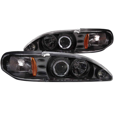 FORD PROJECTOR HEADLIGHTS, FORD MUSTANG HEADLIGHTS, FORD 94-98 HEADLIGHTS, PROJECTOR HEADLIGHTS, BLACK HEADLIGHTS, Anzo HEADLIGHTS
