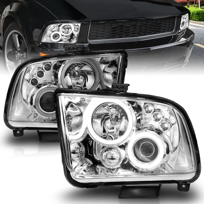 Ford Mustang Projector Headlights, Mustang Projector Headlights, 2005-2009 Projector Headlights, Chrome Projector Headlights, Anzo Projector Headlights, LED Projector Headlights