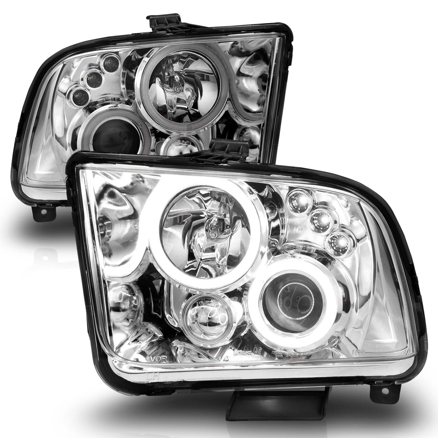 Ford Mustang Projector Headlights, Mustang Projector Headlights, 2005-2009 Projector Headlights, Chrome Projector Headlights, Anzo Projector Headlights, LED Projector Headlights