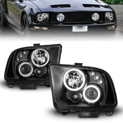 Ford Mustang Projector Headlights, Mustang Projector Headlights, 2005-2009 Projector Headlights, Black Projector Headlights, Anzo Projector Headlights, LED Projector Headlights