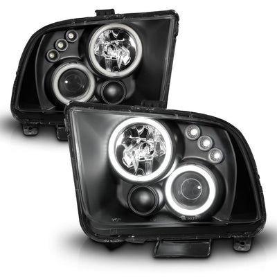 Ford Mustang Projector Headlights, Mustang Projector Headlights, 2005-2009 Projector Headlights, Black Projector Headlights, Anzo Projector Headlights, LED Projector Headlights