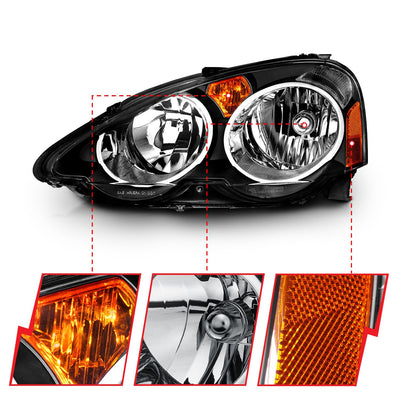 Acura Projector Headlights, Acura RSX Headlights, RSX 02-04 Headlights, Black Projector Headlights, Anzo Projector Headlights