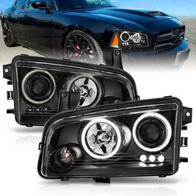 Dodge Charger Projector Headlights, Charger Projector Headlights, 2006-2010 Projector Headlights, Black Projector Headlights, Anzo Projector Headlights, LED Projector Headlights