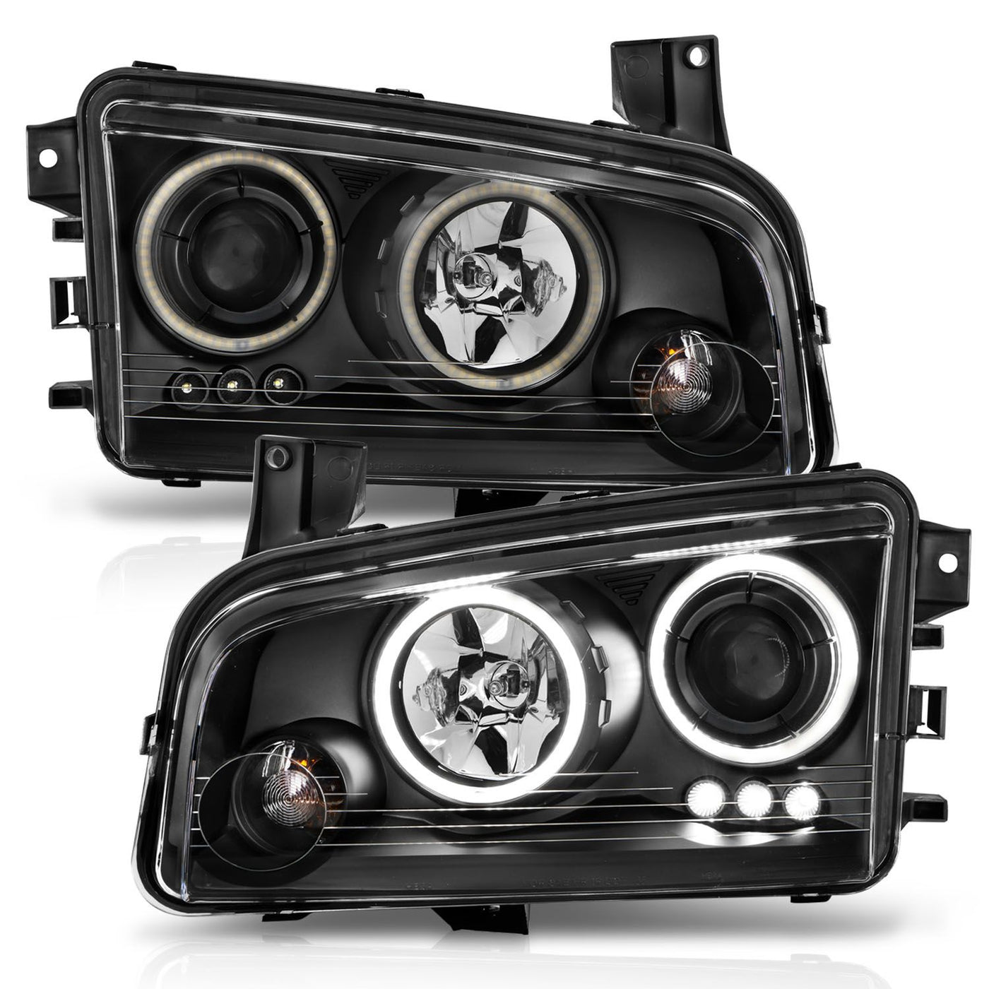 Dodge Charger Projector Headlights, Charger Projector Headlights, 2006-2010 Projector Headlights, Black Projector Headlights, Anzo Projector Headlights, LED Projector Headlights