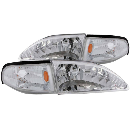 FORD CRYSTAL HEADLIGHTS, FORD MUSTANG HEADLIGHTS, FORD 94-98 HEADLIGHTS, CRYSTAL HEADLIGHTS, CHROME HEADLIGHTS, Anzo HEADLIGHTS