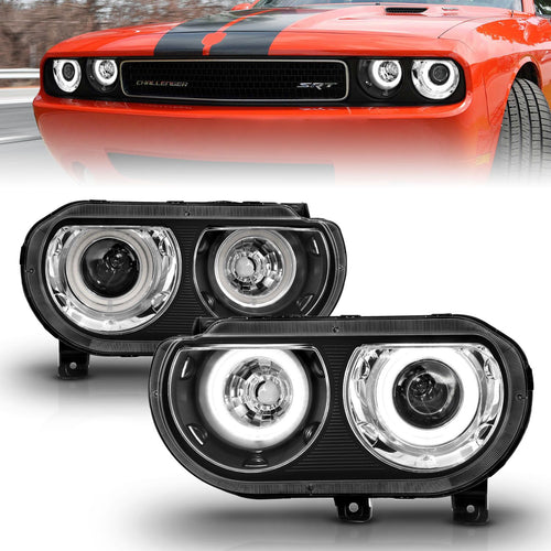 Dodge Challenger Projector Headlights, Challenger Projector Headlights, 2008-2014 Projector Headlights, Black Projector Headlights, Anzo Projector Headlights, LED Projector Headlights