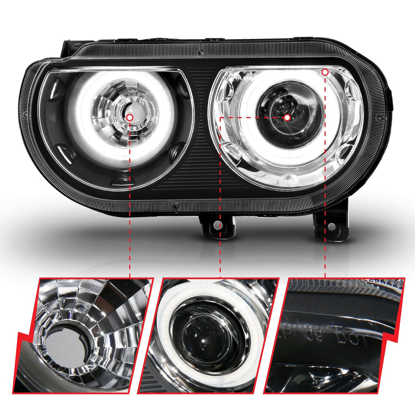 Dodge Challenger Projector Headlights, Challenger Projector Headlights, 2008-2014 Projector Headlights, Black Projector Headlights, Anzo Projector Headlights, LED Projector Headlights