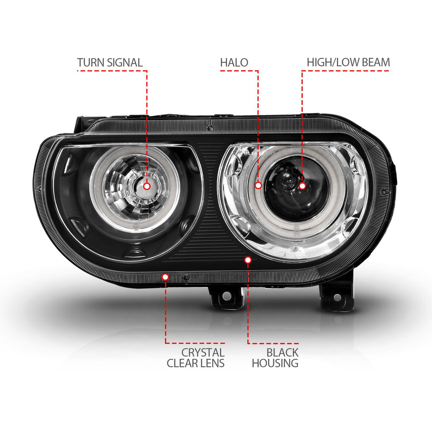 Dodge Challenger Projector Headlights, Challenger Projector Headlights, 2008-2014 Projector Headlights, Black Projector Headlights, Anzo Projector Headlights, LED Projector Headlights