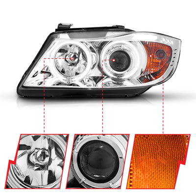 BMW 3 Series Headlights, 3 Series Headlights,  BMW Headlights,06-08 BMW Headlights, Anzo Headlights, Projector Headlights, Chrome Headlights, BMW 3 Series,  3 Series Headlights,