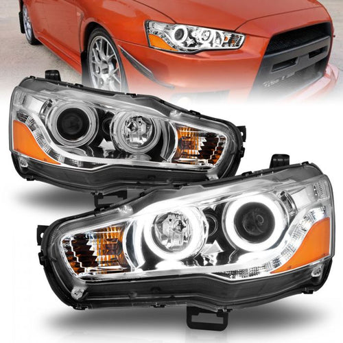 Mitsubishi Projector Headlights, Mitsubishi Lancer Projector Headlights, Lancer 08-15 Headlights, Mitsubishi Chrome Projector Headlights, Anzo Projector Headlights, Projector Headlights 