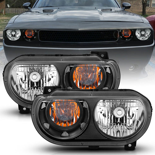 Dodge Challenger Crystal Headlights, Challenger Crystal Headlights, 2008-2014 Crystal Headlights, Black Crystal Headlights, Anzo Crystal Headlights, LED Crystal Headlights