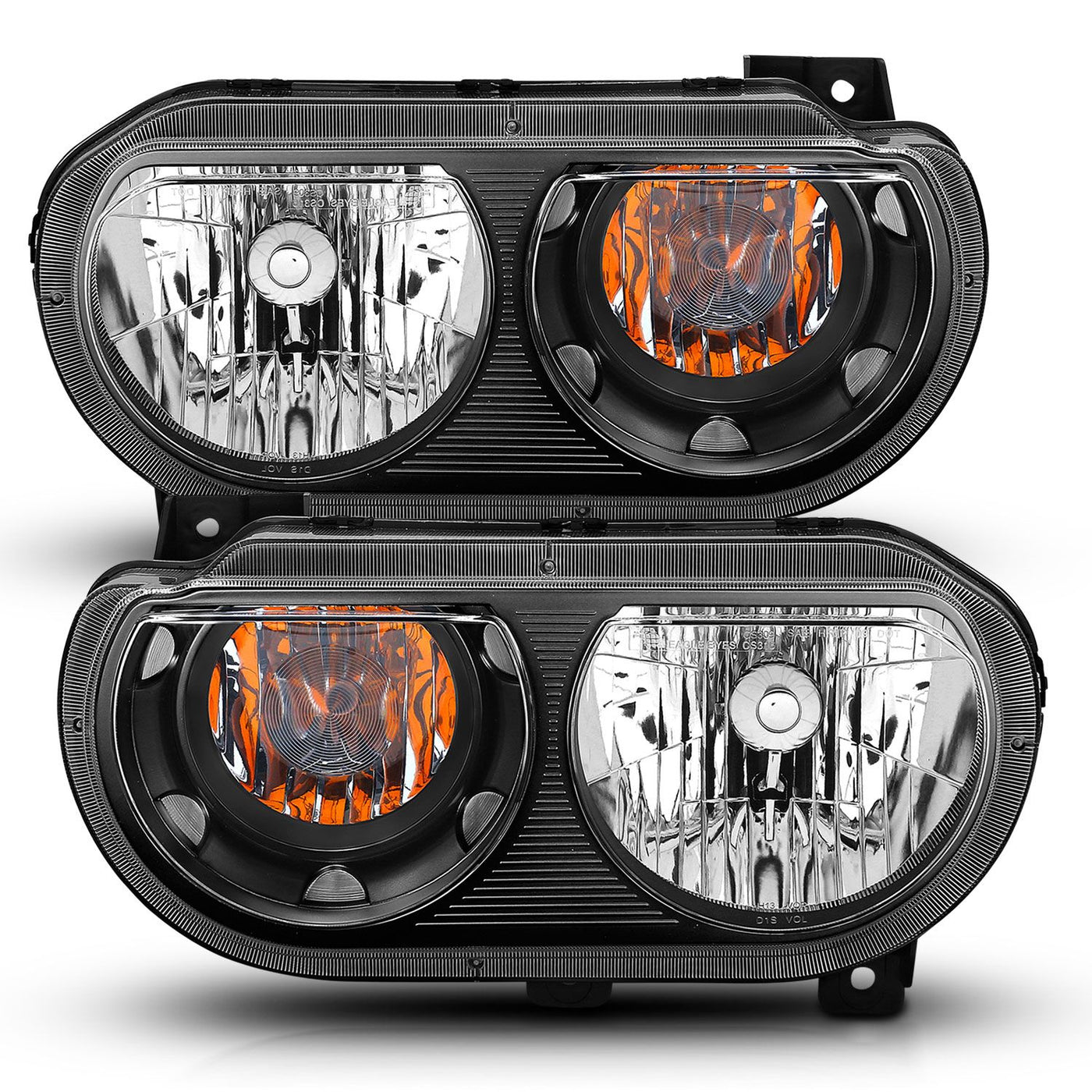 Dodge Challenger Crystal Headlights, Challenger Crystal Headlights, 2008-2014 Crystal Headlights, Black Crystal Headlights, Anzo Crystal Headlights, LED Crystal Headlights