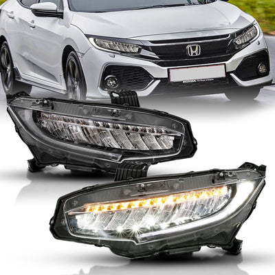 Honda Crystal Headlights, Honda Civic Headlights, Civic 4DR Headlights, Honda 16-18 Headlights, Crystal Headlights, Chrome Headlights, Anzo Projector Headlights