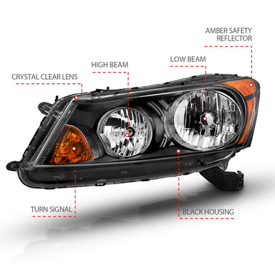 Honda Headlights, Honda Accord Headlights, Honda 4DR Headlights, Honda 08-12 Headlights, Black Headlights, Anzo Projector Headlights, Headlights