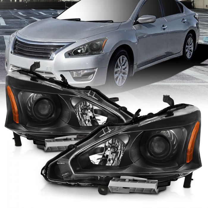 Nissan Projector Headlights, Nissan Altima Headlights, Altima 13-15 Headlights, Nissan 4DR Headlights, Black Projector Headlights, Anzo Projector Headlights   