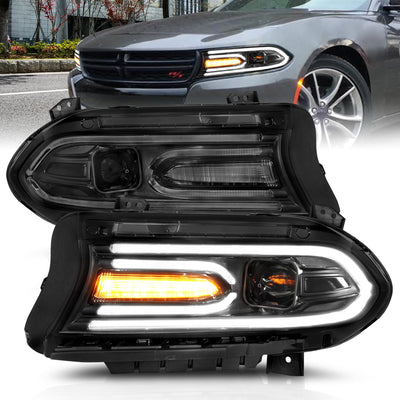 Dodge Charger Headlights, Charger Projector Headlights, 2015-2022 Projector Headlights, Black Projector Headlights, Anzo Projector Headlights, LED Projector Headlights