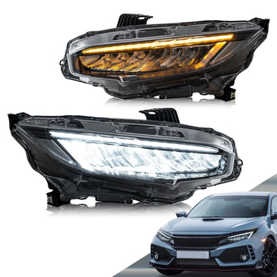 VLAND 1 Pair LED Headlights For 10th Gen Honda Civic Sedan / Coupe / Hatchback / Type R 2016-2021(US Warehouse)