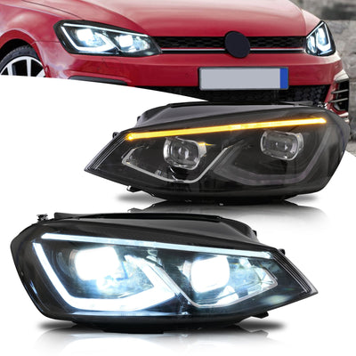 VLAND LED Projector Headlights For Volkswagen(VW) Golf MK7 2014-2017 With Sequential indicator Turn Signals (MK8 Style)