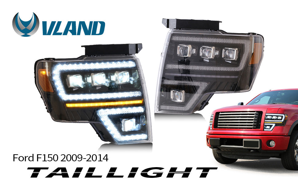 VLAND LED Projector Headlights For Ford F150 Pickup 2009-2014 With DRL [DOT. SAE.]