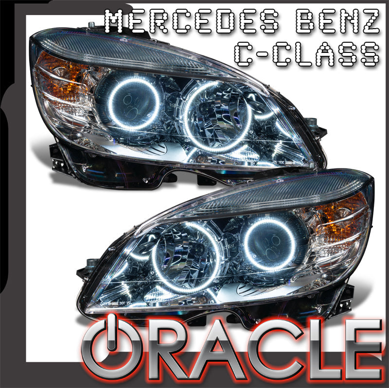 Oracle Lighting 2008-2011 Mercedes Benz C-class Pre-assembled SMD Halo Headlights-chrome-halogen