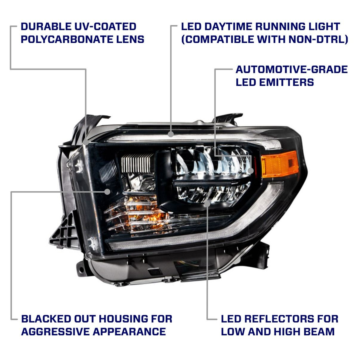 2014-2021 Toyota Tundra LED Reflector Headlights (pair)