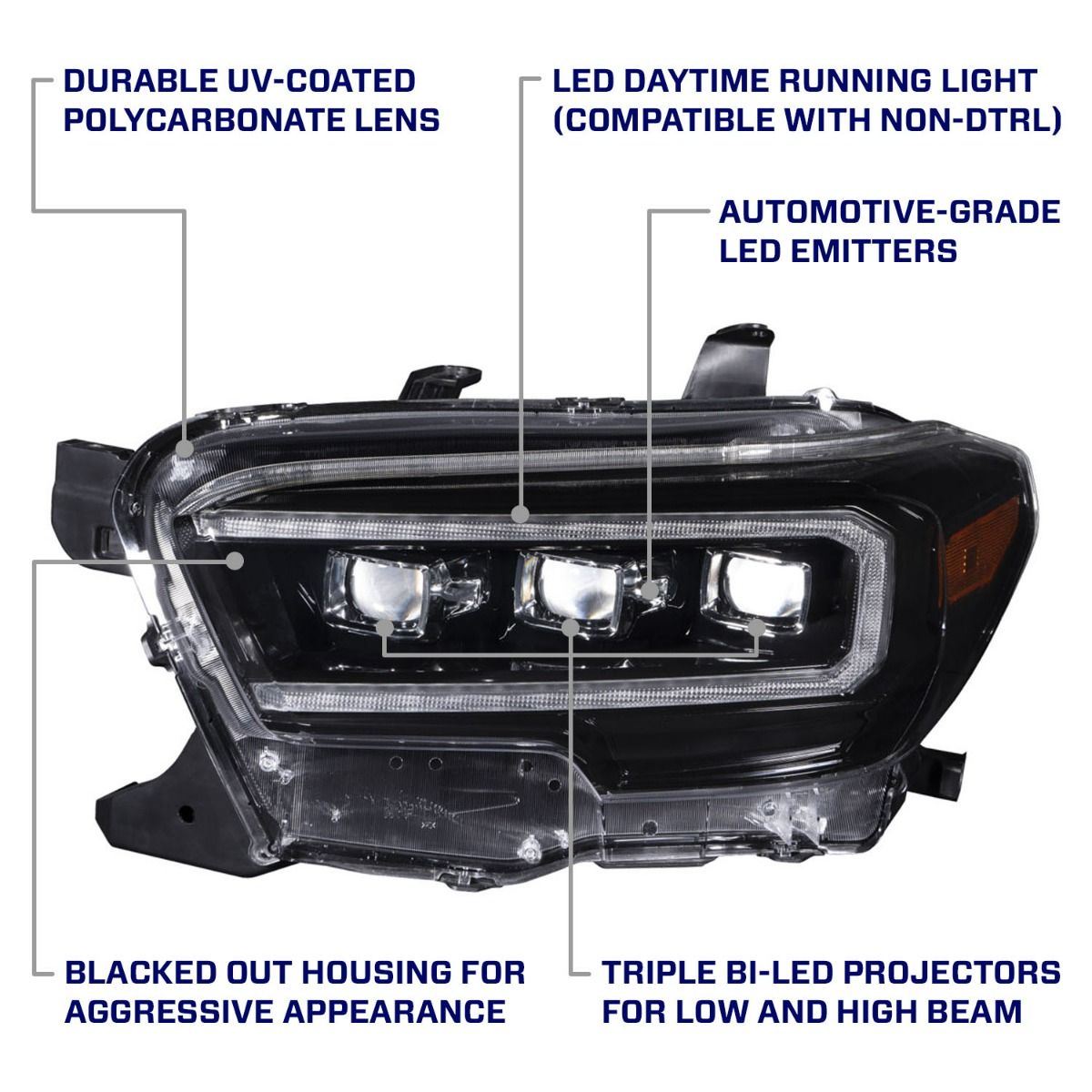 2016-2023 Toyota Tacoma Sequential LED Projector Headlights (pair)