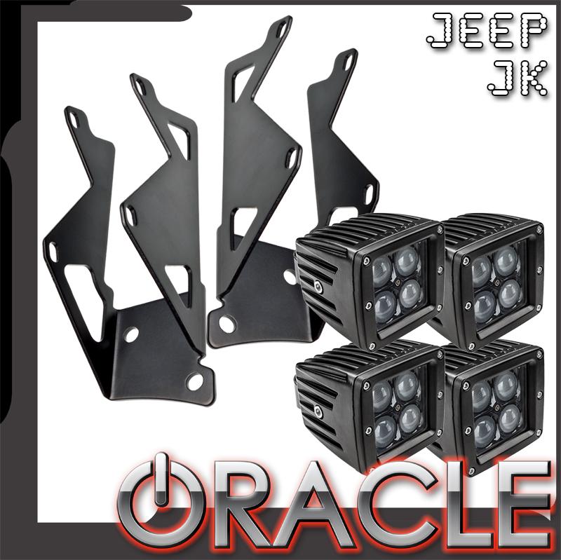 Oracle Jeep Jk Dual Light Mounting Pillar Brackets + Lights Combo