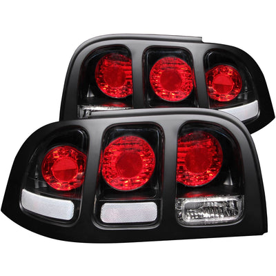 FORD TAIL LIGHTS, FORD MUSTANG TAIL LIGHTS, FORD 96-98 TAIL LIGHTS, TAIL LIGHTS, BLACK TAIL LIGHTS, Anzo TAIL LIGHTS