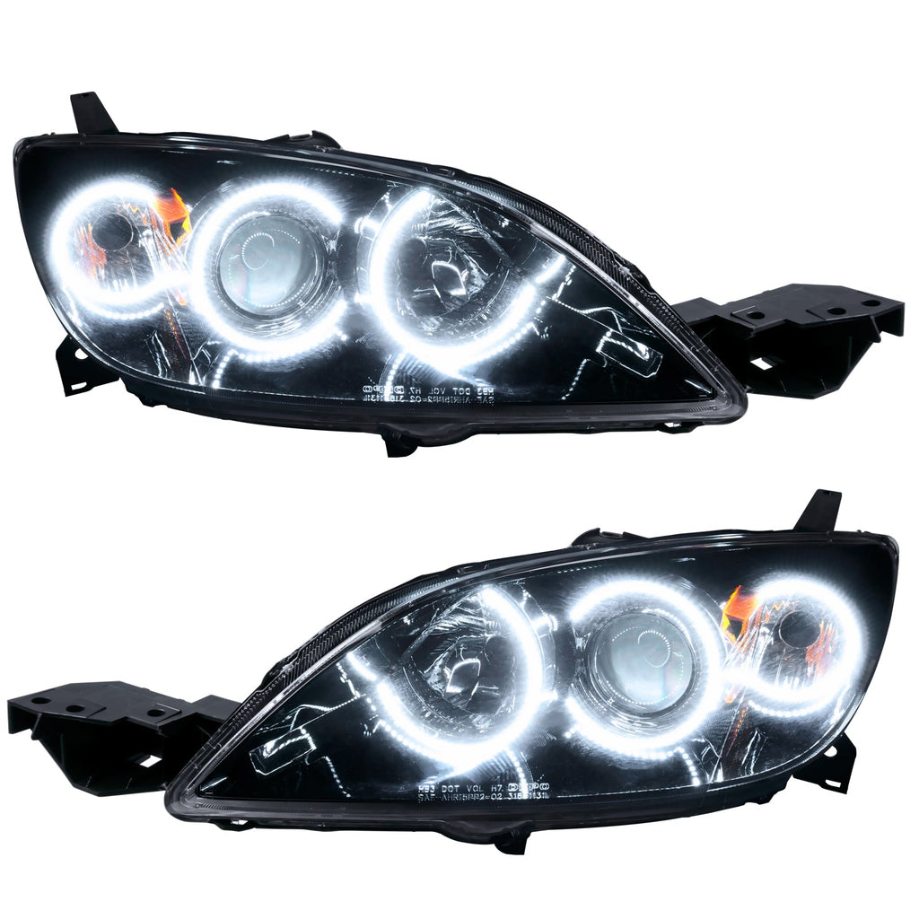 Oracle Lighting 2004-2009 Mazda 3 Pre-assembled SMD Halo Headlights - 4DR Halogen Style