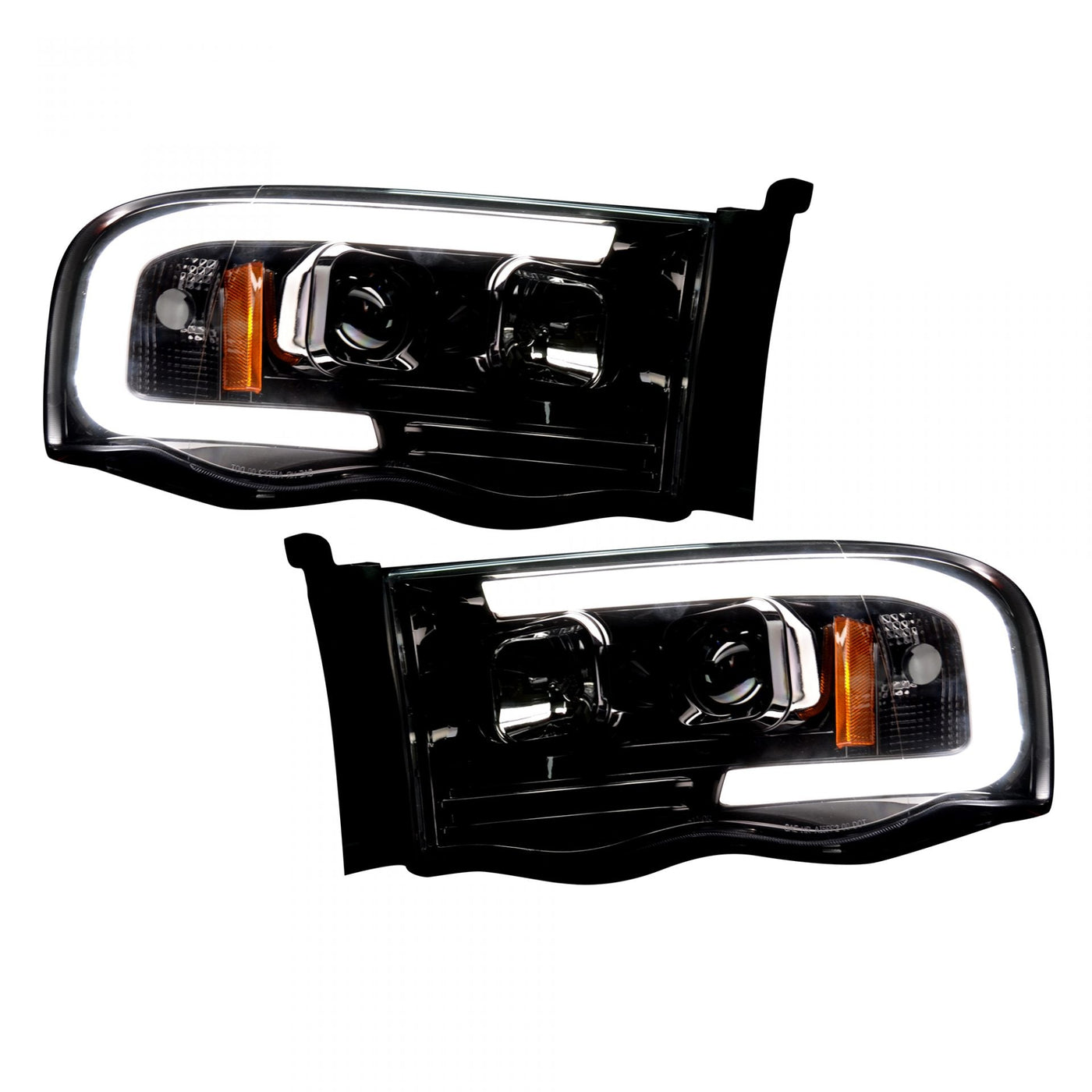 Dodge Projector Headlights, RAM 1500 Projector Headlights, RAM 1500 02-05 Projector Headlights, Smoked/Black Headlights, Recon Projector Headlights