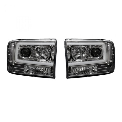 Ford Projector Headlights, Superduty Projector Headlights, Superduty 99-04 Projector Headlights, Clear/Chrome Headlights, Recon Projector Headlights