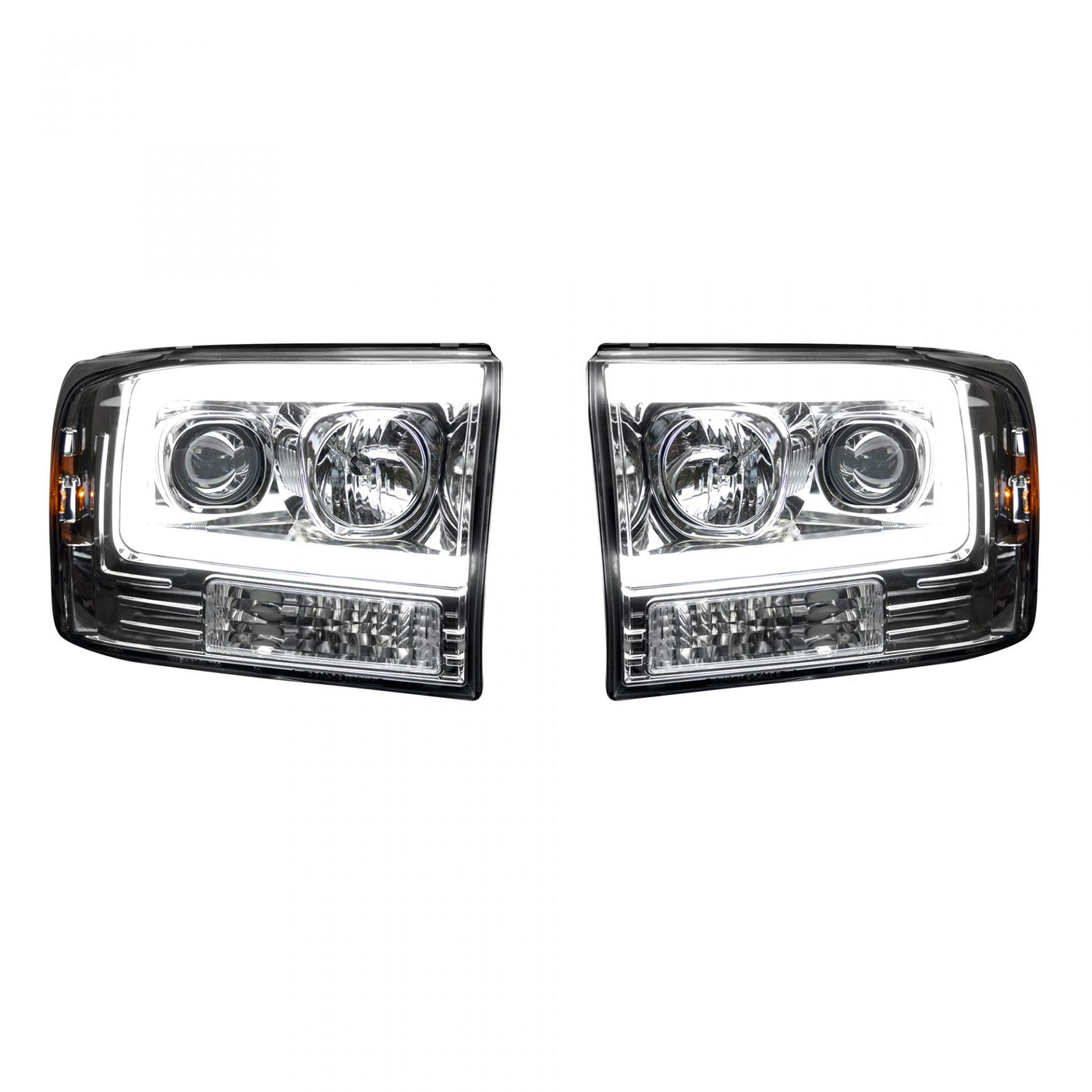 Ford Projector Headlights, Superduty Projector Headlights, Superduty 99-04 Projector Headlights, Clear/Chrome Headlights, Recon Projector Headlights