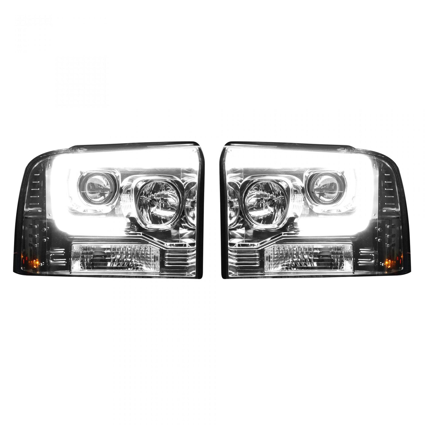 Ford Projector Headlights, Superduty Projector Headlights, Superduty 05-07 Projector Headlights, Clear/Chrome Headlights, Recon Projector Headlights
