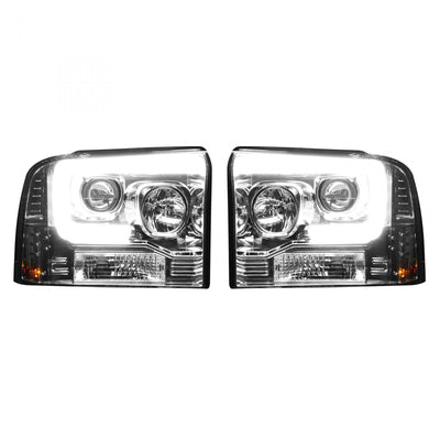 Ford Projector Headlights, Superduty Projector Headlights, Superduty 05-07 Projector Headlights, Clear/Chrome Headlights, Recon Projector Headlights