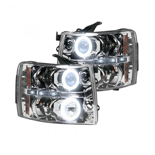 Chevy Silverado Headlights, Silverado Projector Headlights, Silverado 07-13 Headlights, Clear/Chrome Headlights, Recon Projector Headlights 