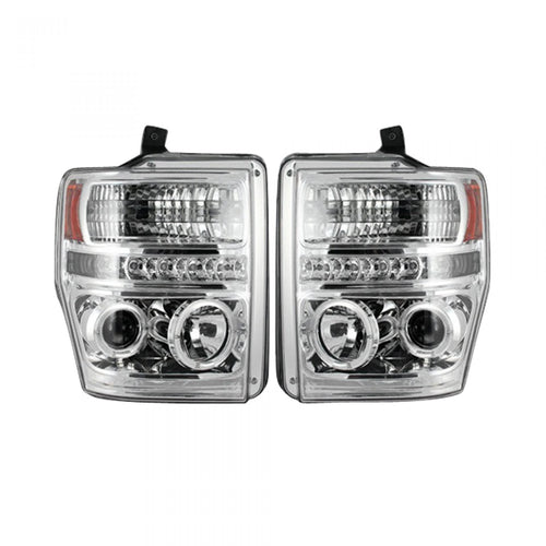 Ford Projector Headlights, Superduty Projector Headlights, Superduty 08-10 Projector Headlights, Clear/Chrome Headlights, Recon Projector Headlights