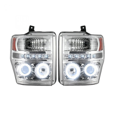 Ford Projector Headlights, Superduty Projector Headlights, Superduty 08-10 Projector Headlights, Clear/Chrome Headlights, Recon Projector Headlights