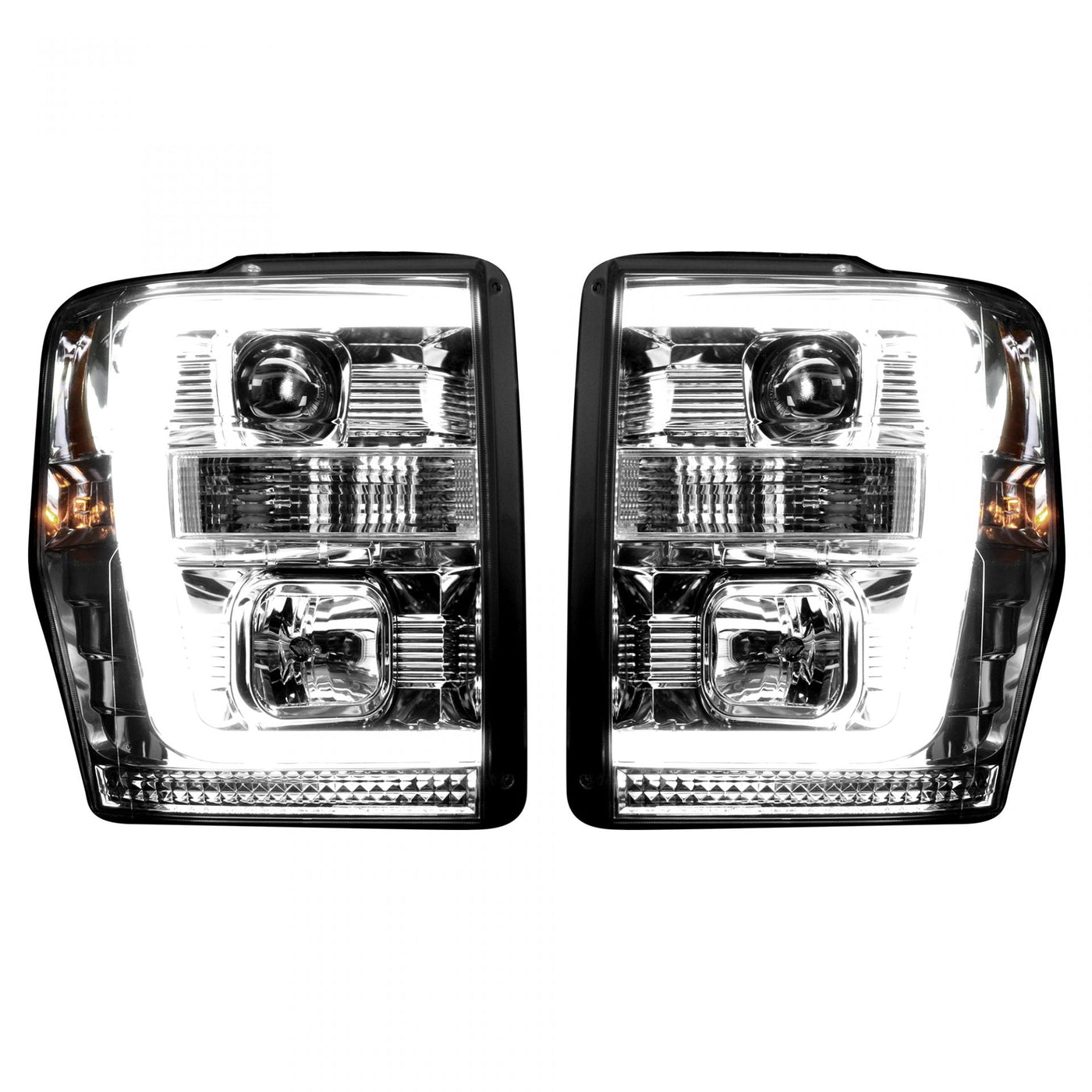 Ford Projector Headlights, Superduty Projector Headlights, Superduty 08-10 Projector Headlights, Clear/Chrome Headlights, Recon Projector Headlights