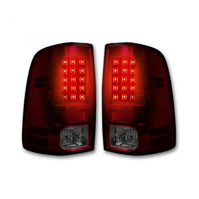 Dodge Tail Lights, Dodge RAM Tail Lights, RAM 1500 Tail Lights, RAM 2500 Tail Lights, RAM 3500 Tail Lights, RAM 1500 13-18 Tail Lights, Dark Red Smoked Tail Lights, Recon Tail Lights, Tail Lights