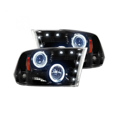 Dodge RAM 1500 09-19 2500/3500 10-18 Projector Headlights CCFL Halos & DRL Smoked/Black