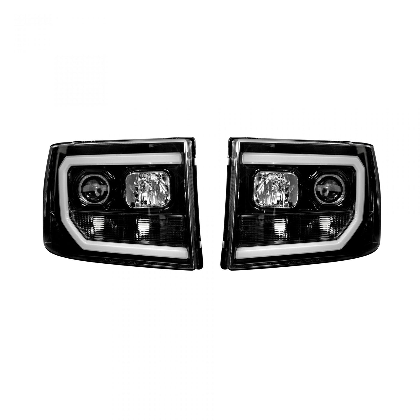 GMC Projector Headlights, Sierra Headlights, Smoked/Black Headlights, Sierra 07-13 Headlights, Recon Projector Headlights