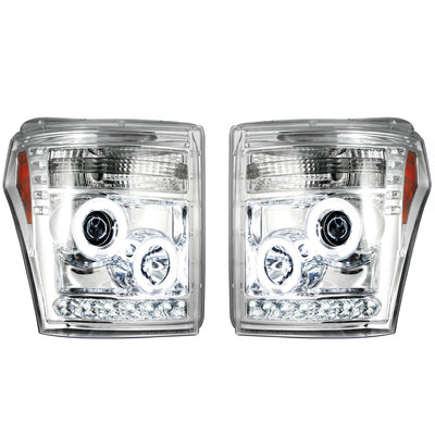 Ford Projector Headlights, Superduty Projector Headlights, Superduty 11-16 Projector Headlights, Clear/Chrome Headlights, Recon Projector Headlights