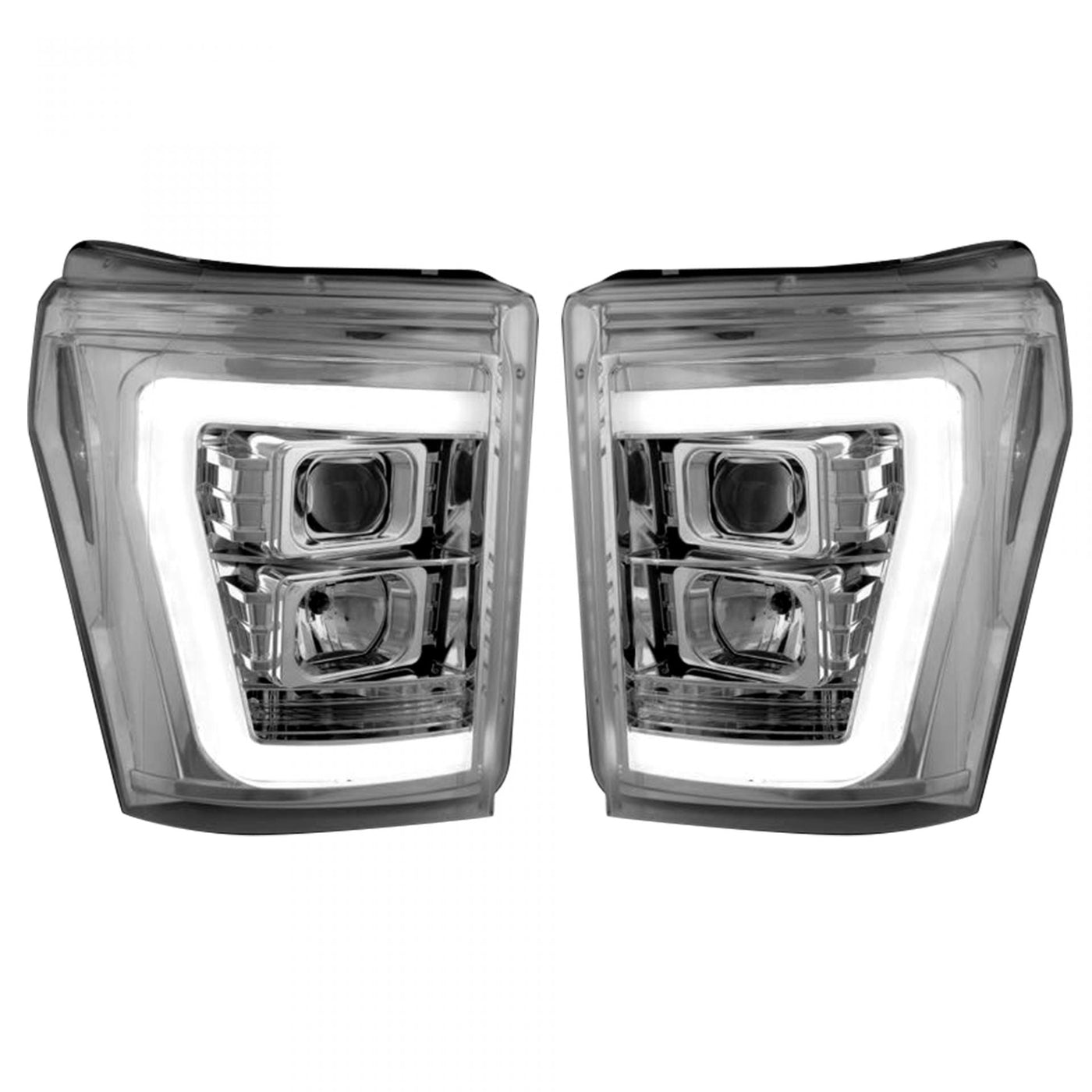 Ford Projector Headlights, Superduty Projector Headlights, Superduty 11-16 Projector Headlights, Clear/Chrome Headlights, Recon Projector Headlights