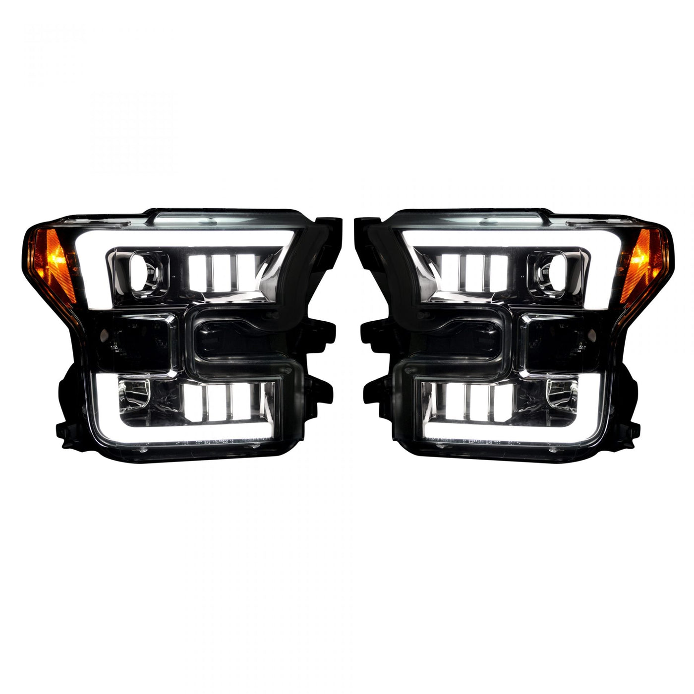 Ford Projector Headlights, F150 Projector Headlights, F150 15-17 Projector Headlights, Clear/Chrome Headlights, OLED Projector Headlights