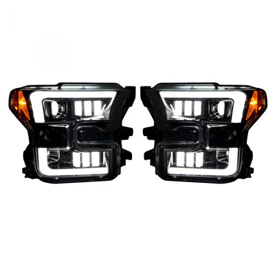 Ford Projector Headlights, F150 Projector Headlights, F150 15-17 Projector Headlights, Clear/Chrome Headlights, OLED Projector Headlights