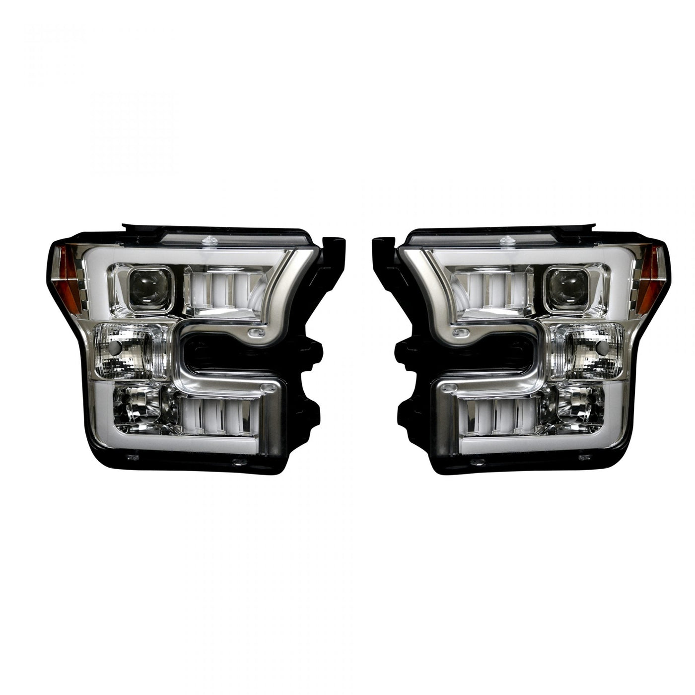 Ford Projector Headlights, F150 Projector Headlights, F150 15-17 Projector Headlights, Clear/Chrome Headlights, LED Projector Headlights