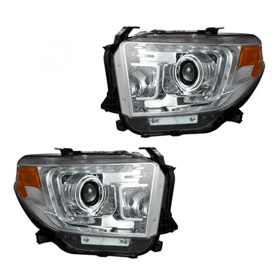 Toyota Projector Headlights, Tundra Projector Headlights, Tundra 14-21 Headlights, Clear/Chrome Headlights, Recon Projector Headlights