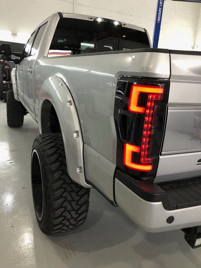 Ford Tail Lights, Ford Super Duty Tail Lights, Super Duty 17-19 Tail Lights, Tail Lights, Dark Red Smoked Tail Lights, Ford F250 Tail Lights, Ford F350 Tail Lights, Ford F450 Tail Lights, Ford F550 Tail Lights