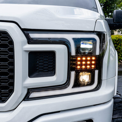 Ford Projector Headlights, Ford F150 Headlights, Ford 18-20 Headlights, OLED DRL Headlights, Smoked/Black Headlights, Recon Projector Headlights, Projector Headlights