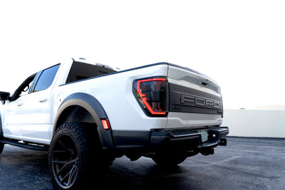 Ford F150 & Raptor 21-23 (Replaces Oem Led Style Tail Lights W/ Blind Spot Warning System) Oled Tail Lights - Red Smoked Lens